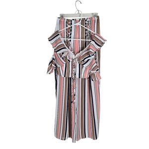 Lulumari 2 Piece Set Crop Top Sheer Wide Leg Pants Lace Up Size S Festival Party